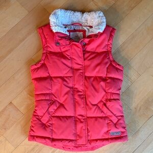 H&M LOGG Vibrant Sunny Coral/orangeWarm Layer Puffer Girls 12-13 yrs. Fur Collar